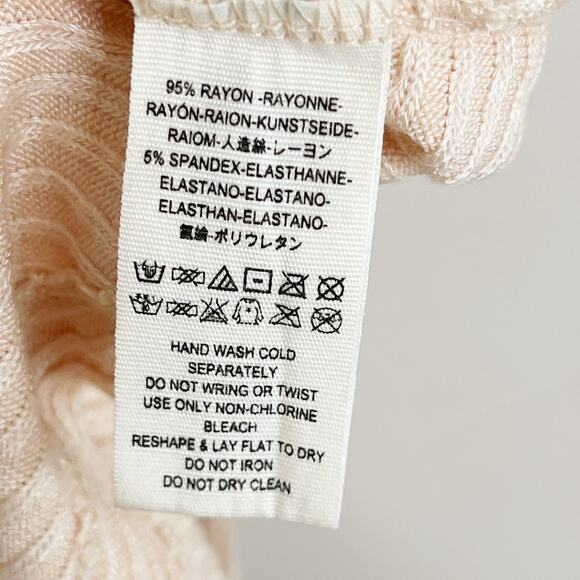 Free People L Pale Pink Lover Rib Split Back Pullover Thermal Top Long Sleeve - Picture 8 of 11